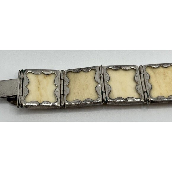 Vintage Persian Bone Hand Painted RARE 10 Panel Story Bracelet 7 1/4 - Picture 10 of 14